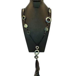 Long Beaded Circle Necklace with tassel